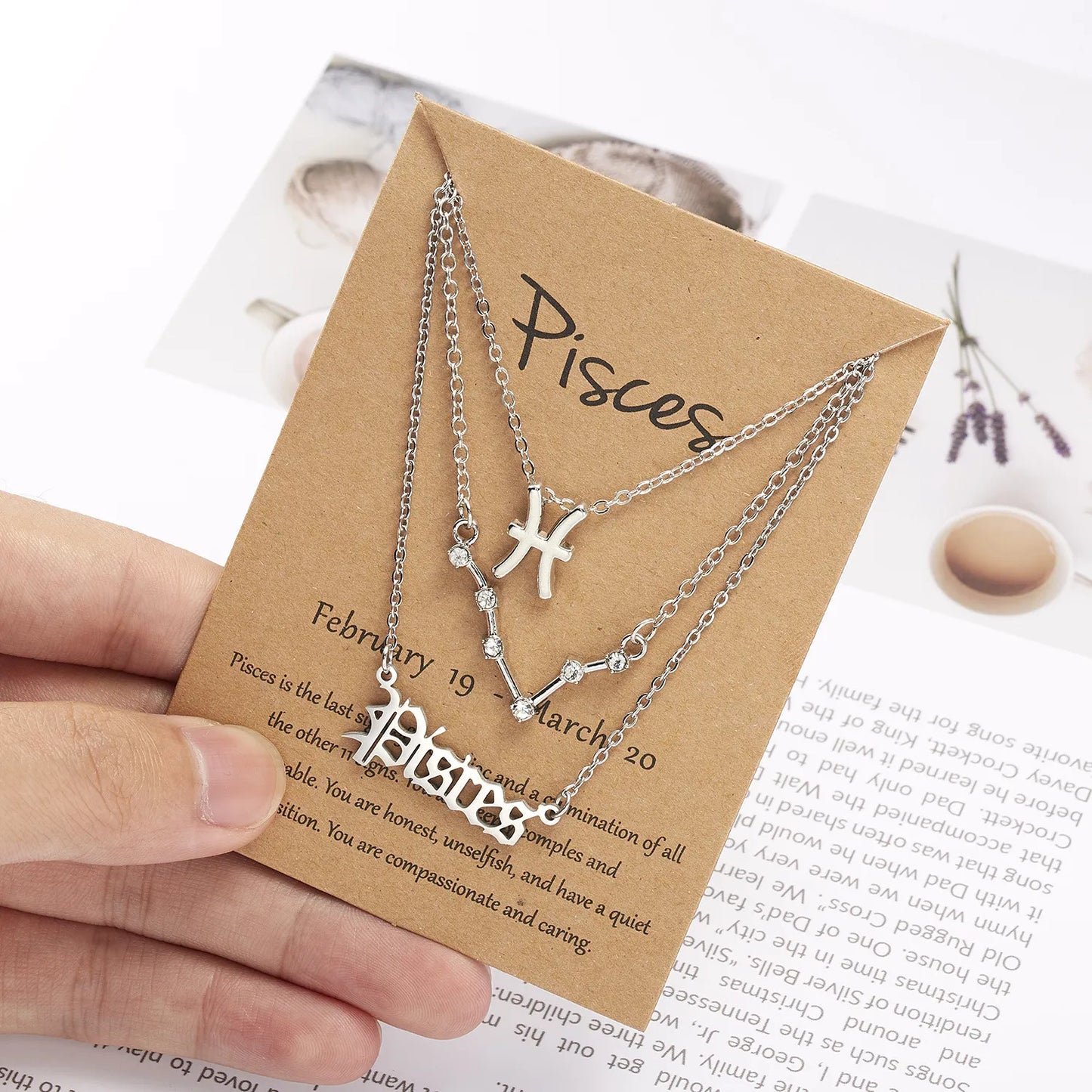 3pcs/set Zodiac Sign Necklace