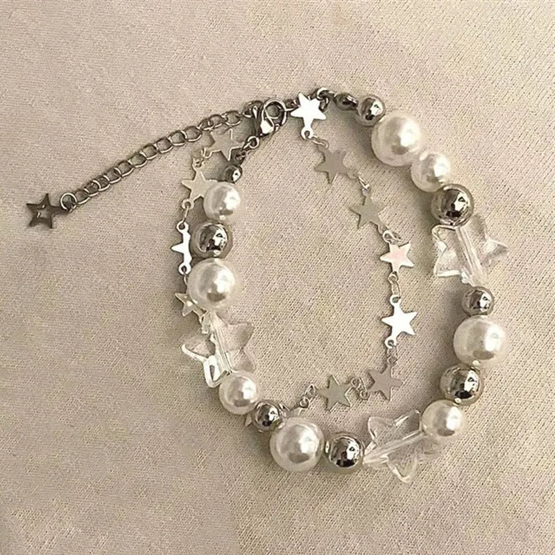 Crystal Star Pentagram Pearl Beaded Bracelet