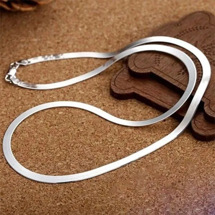 925 Sterling Silver 4MM Blade Chain Necklace